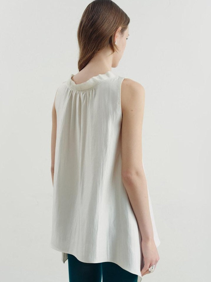 someonesometimes Versatile Ruffle Trim Slim Fit Viscose Blend Women In Cloud Blue Ivory Camisole