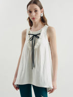 someonesometimes Versatile Ruffle Trim Slim Fit Viscose Blend Women In Cloud Blue Ivory Camisole