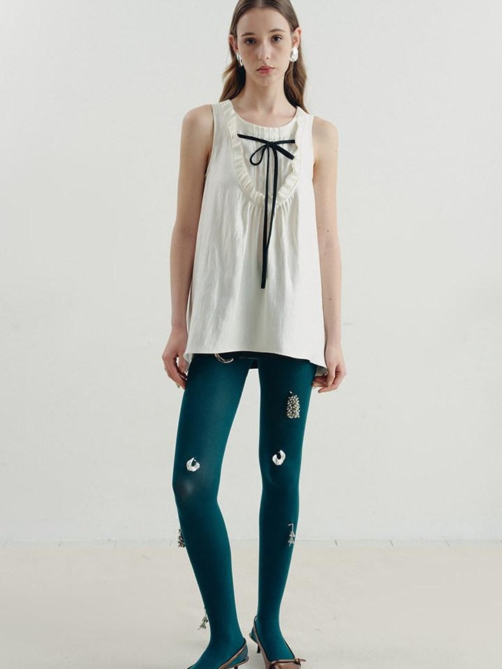 someonesometimes Versatile Ruffle Trim Slim Fit Viscose Blend Women In Cloud Blue Ivory Camisole