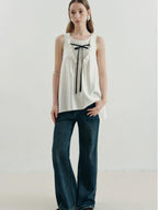 someonesometimes Versatile Ruffle Trim Slim Fit Viscose Blend Women In Cloud Blue Ivory Camisole