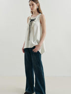 someonesometimes Versatile Ruffle Trim Slim Fit Viscose Blend Women In Cloud Blue Ivory Camisole