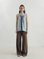 someonesometimes Versatile Ruffle Trim Slim Fit Viscose Blend Women In Cloud Blue Ivory Camisole