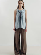 someonesometimes Versatile Ruffle Trim Slim Fit Viscose Blend Women In Cloud Blue Ivory Camisole