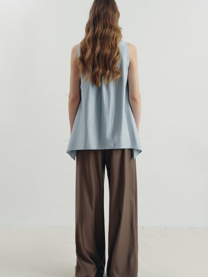 someonesometimes Versatile Ruffle Trim Slim Fit Viscose Blend Women In Cloud Blue Ivory Camisole