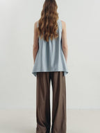 someonesometimes Versatile Ruffle Trim Slim Fit Viscose Blend Women In Cloud Blue Ivory Camisole