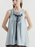someonesometimes Versatile Ruffle Trim Slim Fit Viscose Blend Women In Cloud Blue Ivory Camisole