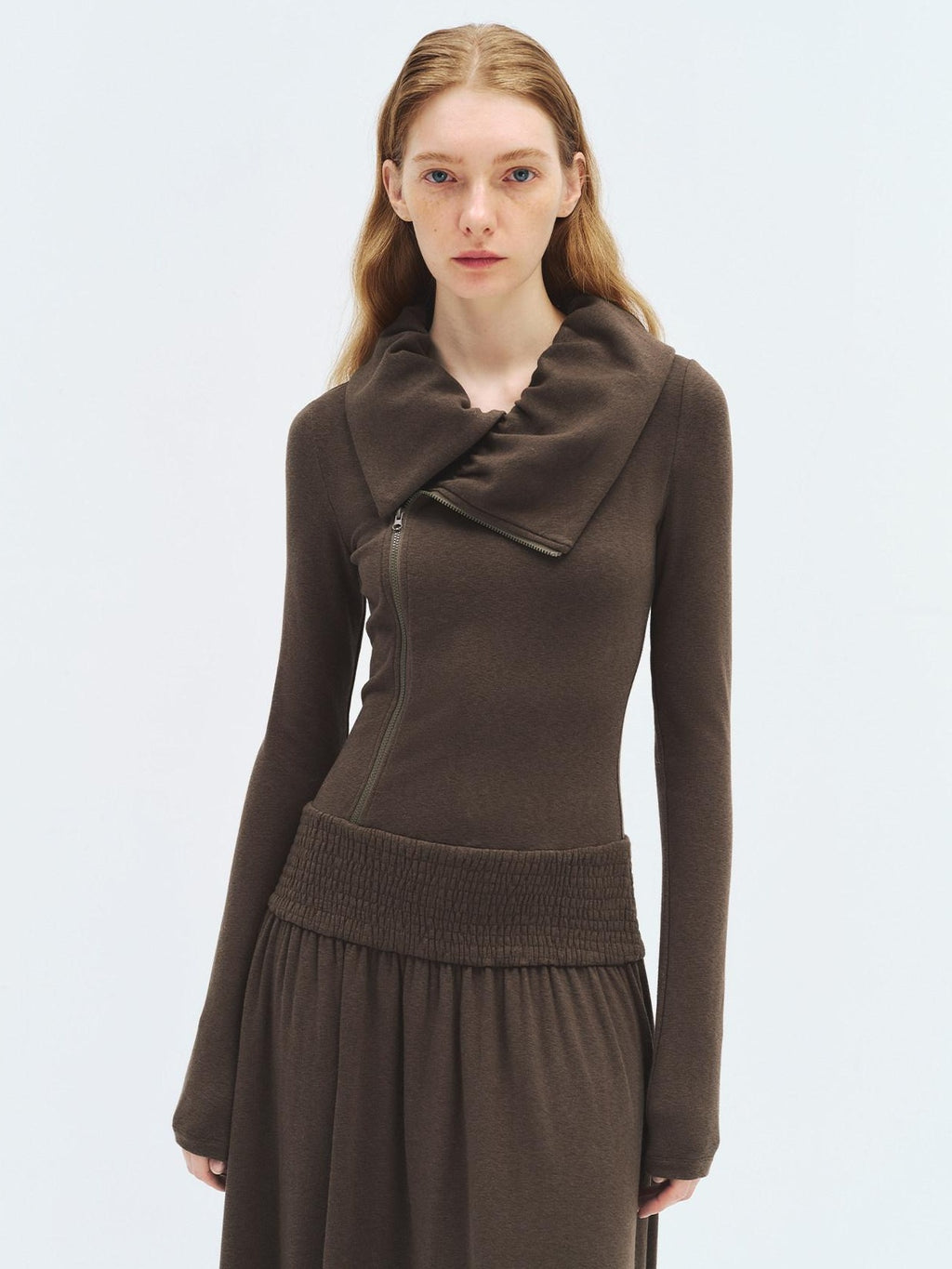 someonesometimes Viscose Blend Minimalist Long Sleeve H Cut Slim Women Travel Maxi Dresses
