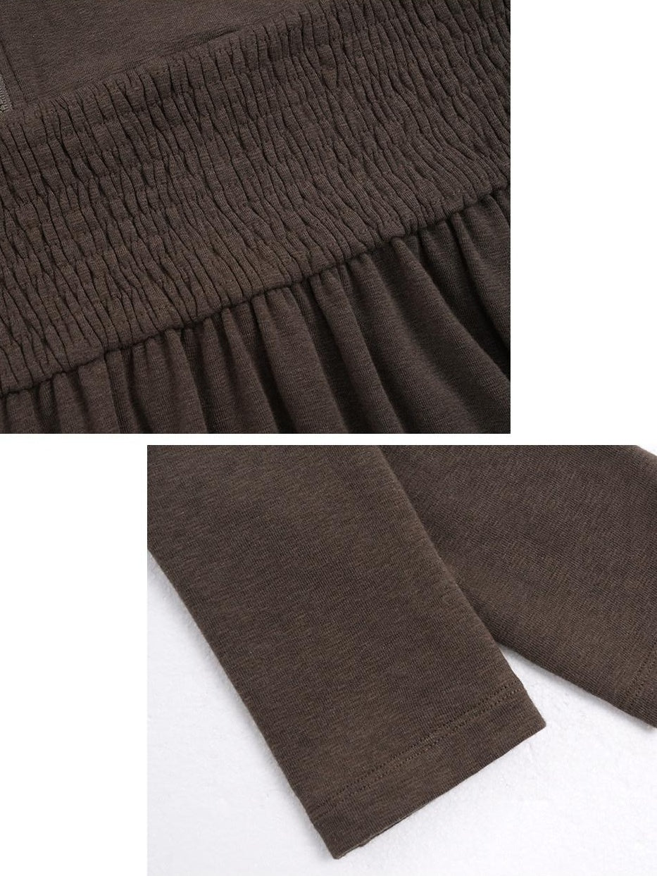 someonesometimes Viscose Blend Minimalist Long Sleeve H Cut Slim Women Travel Maxi Dresses