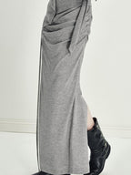 someonesometimes Viscose Knit Pullover Two Piece Heather Grey Crewneck Women Top & Skirt Sets
