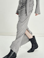someonesometimes Viscose Knit Pullover Two Piece Heather Grey Crewneck Women Top & Skirt Sets