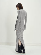 someonesometimes Viscose Knit Pullover Two Piece Heather Grey Crewneck Women Top & Skirt Sets