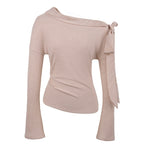 someonesometimes_Viscose_Nylon_Blend_Slim_One_Shoulder_Tie_Long_Sleeve_Women_Dusty_Pink_Top_MISSTT
