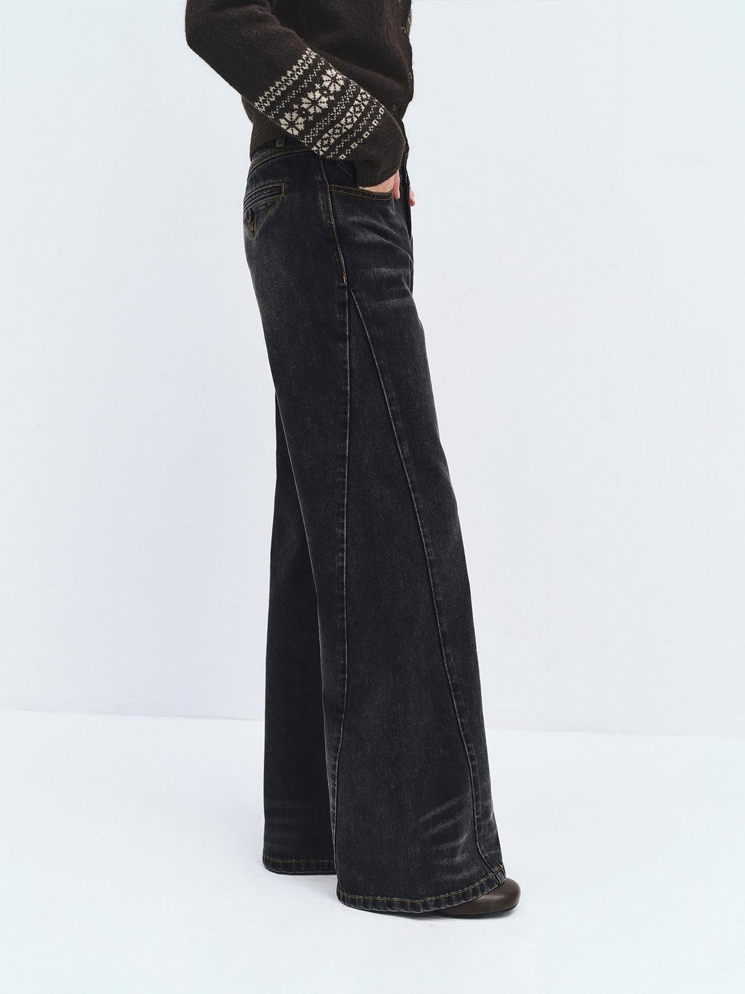 someonesometimes Washed High Waist Slim Retro Button Fly Womens Dark Gray Jeans