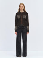 someonesometimes Washed High Waist Slim Retro Button Fly Womens Dark Gray Jeans
