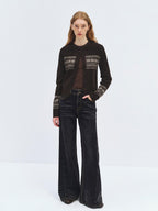 someonesometimes Washed High Waist Slim Retro Button Fly Womens Dark Gray Jeans