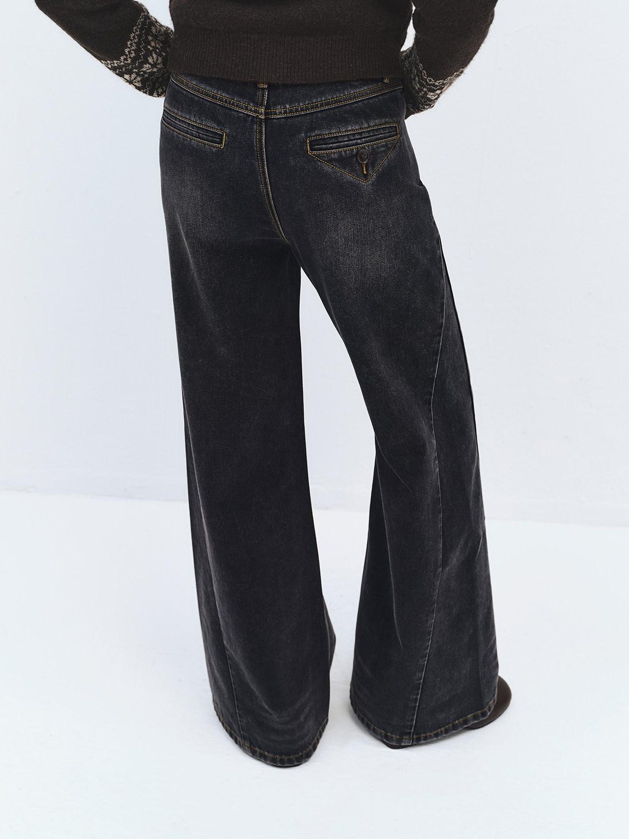 someonesometimes Washed High Waist Slim Retro Button Fly Womens Dark Gray Jeans