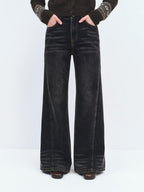 someonesometimes Washed High Waist Slim Retro Button Fly Womens Dark Gray Jeans
