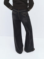 someonesometimes Washed High Waist Slim Retro Button Fly Womens Dark Gray Jeans