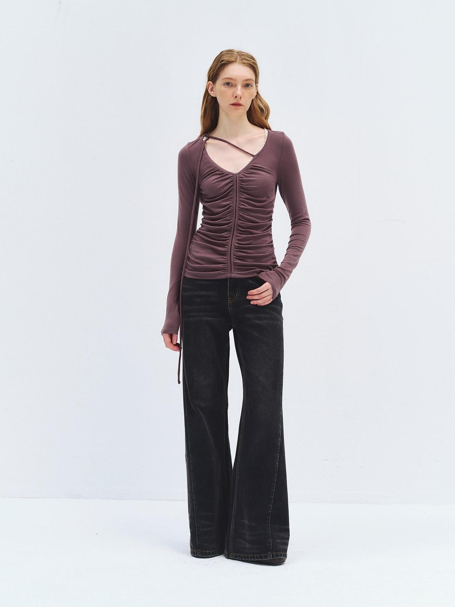 someonesometimes Washed High Waist Slim Retro Button Fly Womens Dark Gray Jeans