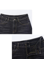 someonesometimes Washed High Waist Slim Retro Button Fly Womens Dark Gray Jeans