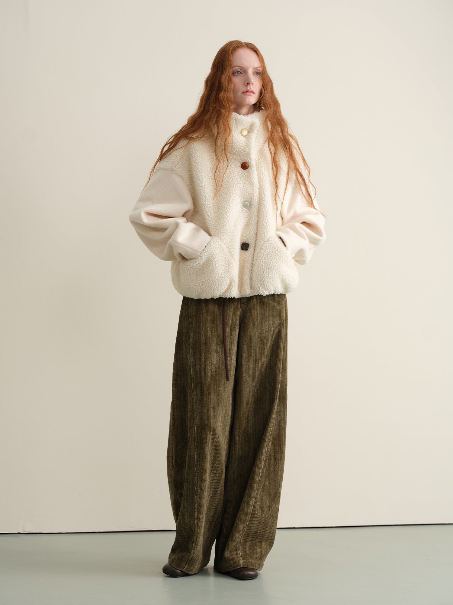 someonesometimes Washed Pure Cotton Vintage Balloon Natural Waist Moss Green Casual Sweatpants