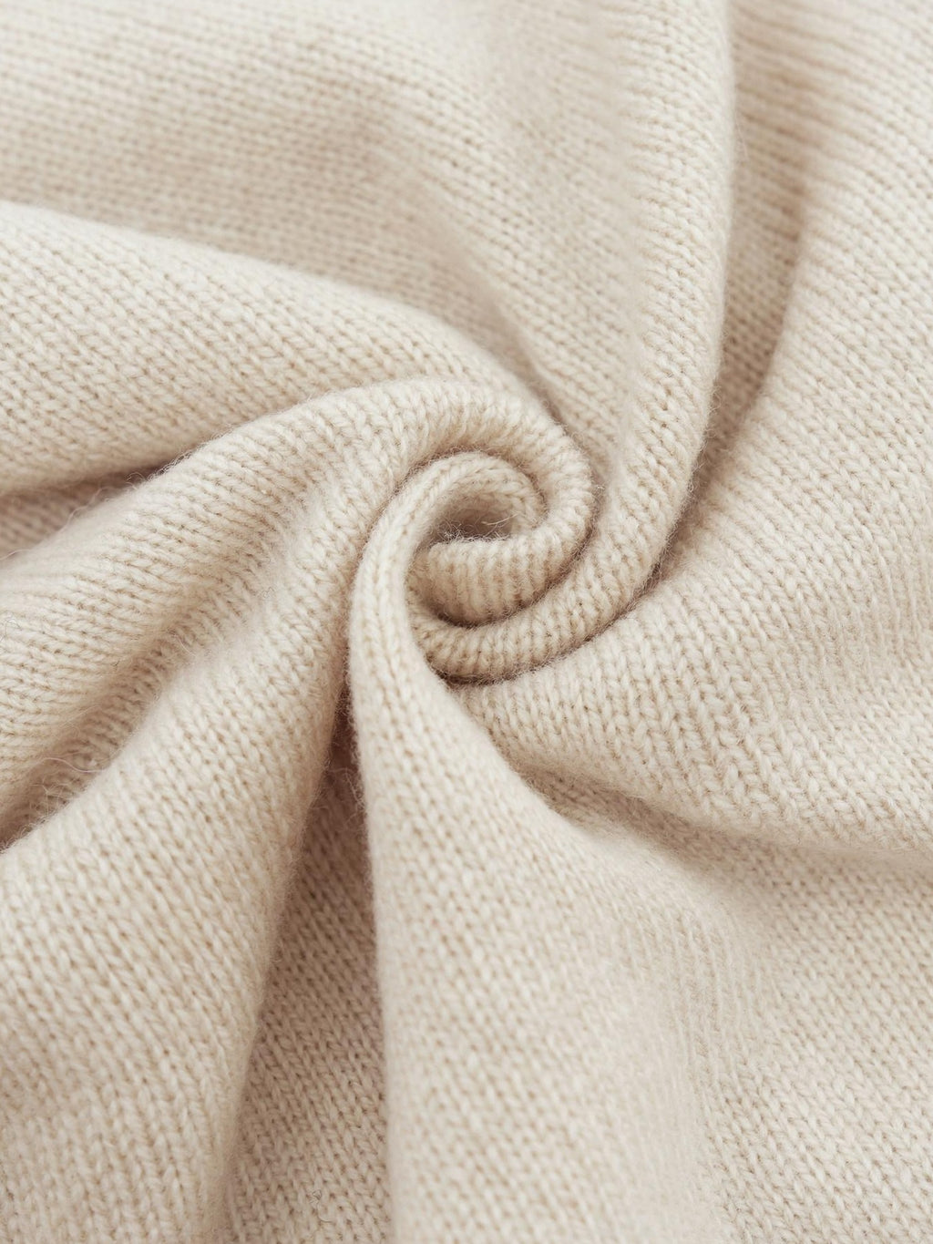 someonesometimes Wool Blend Knit V-neck Bell Sleeve Slim Fit Women Beige Long Sleeve T-Shirts