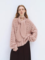 someonesometimes Wool Blend Relaxed Oversized Tie Pullover Light Blush Women Knit Cardigans