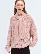 someonesometimes Wool Blend Relaxed Oversized Tie Pullover Light Blush Women Knit Cardigans