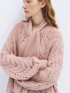 someonesometimes Wool Blend Relaxed Oversized Tie Pullover Light Blush Women Knit Cardigans