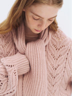 someonesometimes Wool Blend Relaxed Oversized Tie Pullover Light Blush Women Knit Cardigans