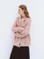 someonesometimes Wool Blend Relaxed Oversized Tie Pullover Light Blush Women Knit Cardigans