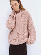 someonesometimes Wool Blend Relaxed Oversized Tie Pullover Light Blush Women Knit Cardigans