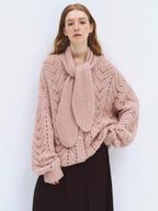someonesometimes Wool Blend Relaxed Oversized Tie Pullover Light Blush Women Knit Cardigans