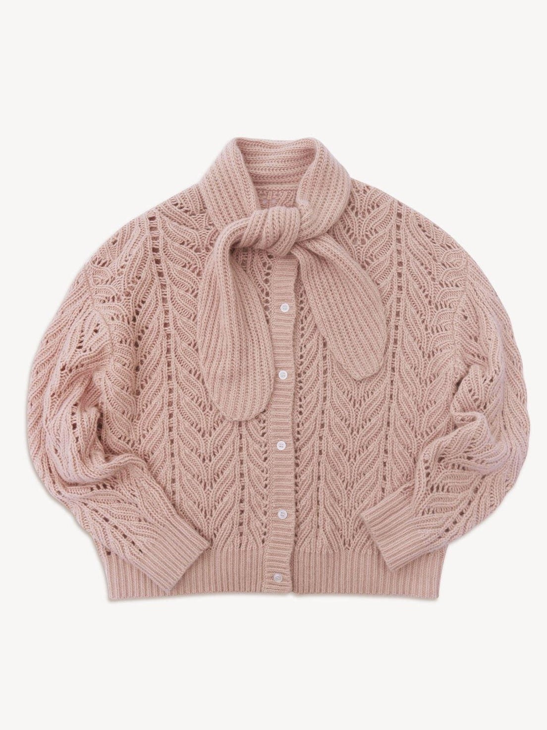 someonesometimes Wool Blend Relaxed Oversized Tie Pullover Light Blush Women Knit Cardigans