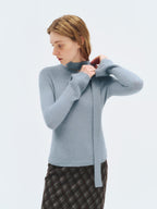 someonesometimes Wool Blend Slim Fit Casual Knit Angled Neck One Shoulder Women Tops Sweaters