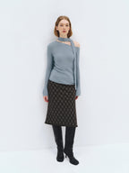 someonesometimes Wool Blend Slim Fit Casual Knit Angled Neck One Shoulder Women Tops Sweaters