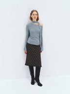 someonesometimes Wool Blend Slim Fit Casual Knit Angled Neck One Shoulder Women Tops Sweaters