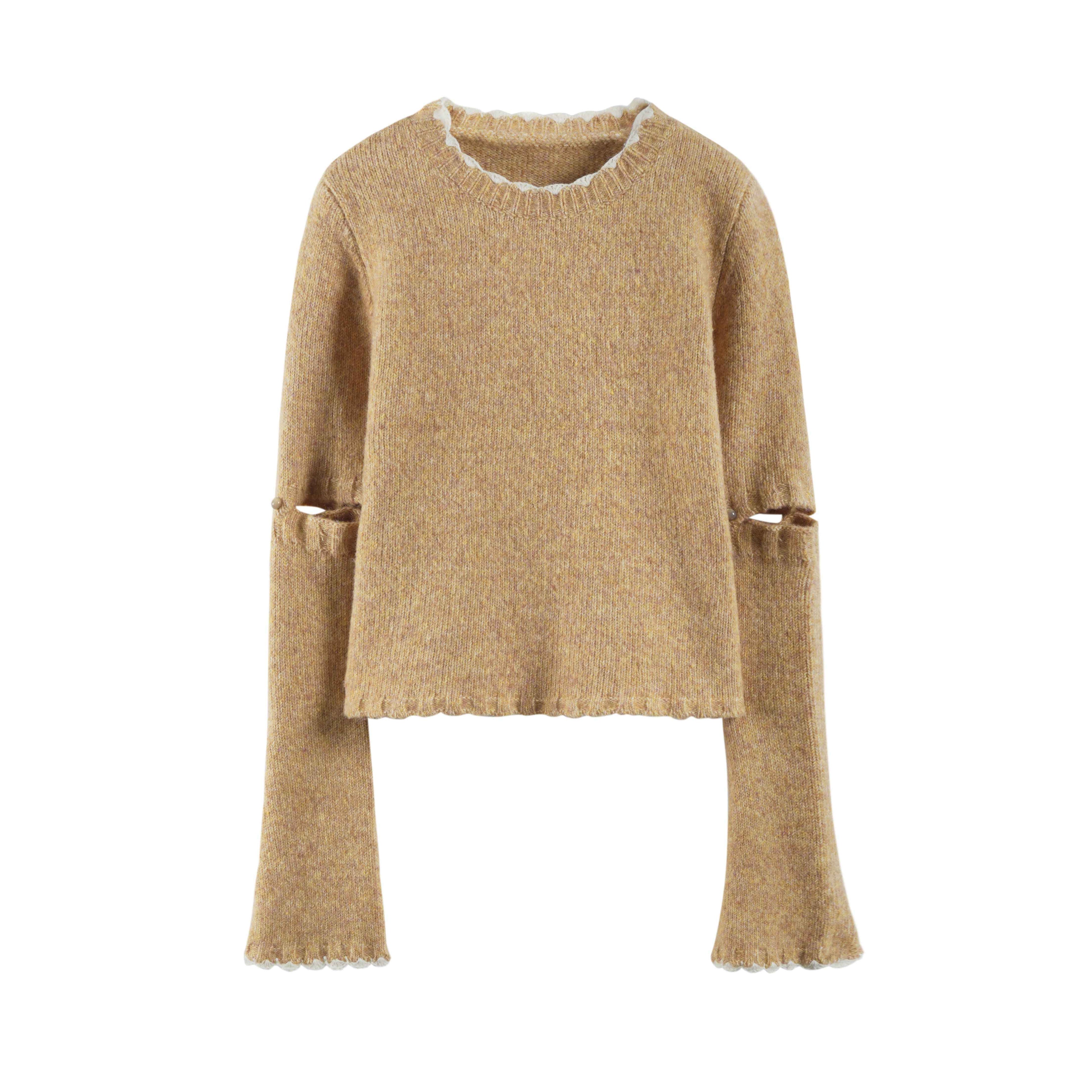 someonesometimes_Wool_Cotton_Blend_Office_Straight_Fit_Round_Neck_Heather_Honey_Orange_Sweaters_MISSTT