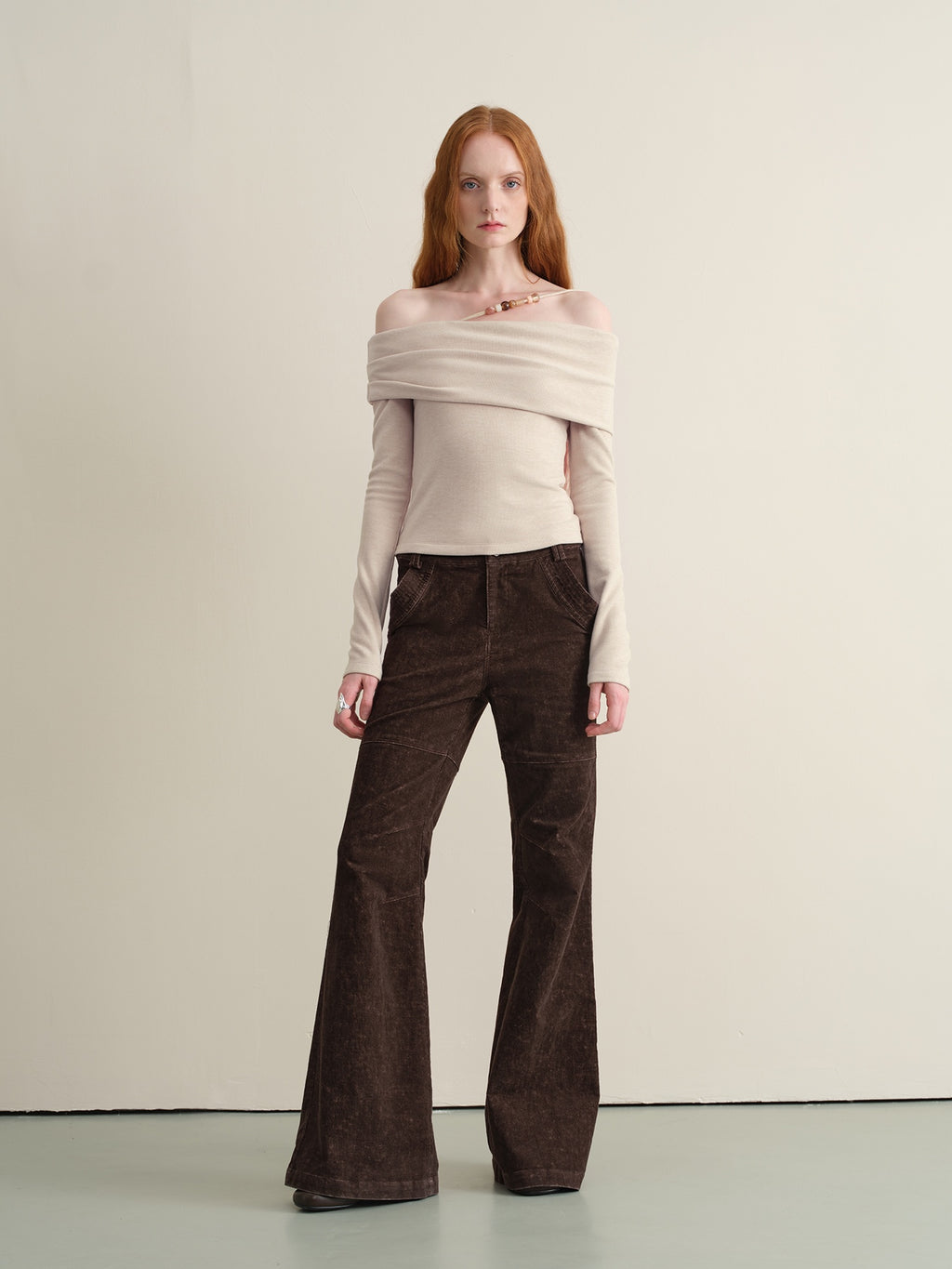 someonesometimes Wool Oatmeal Knit Polo Collar Slim Fit Women T Shirt Off Shoulder Crop Tops