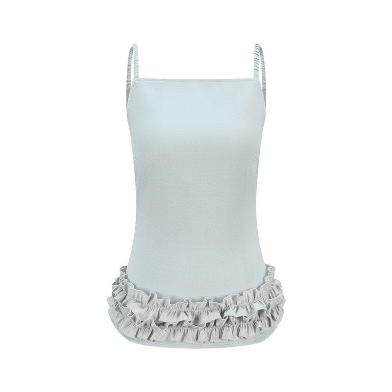 someonesometimes_Zipper_Front_Original_Ruffle_Trim_Slim_Fit_Women_Light_Blue_Polyester_Camisoles_MISSTT