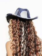 sugartiger Blue Tie Dye Caramel Leopard Wide Brim Flat Top Women's Cowboy Hats