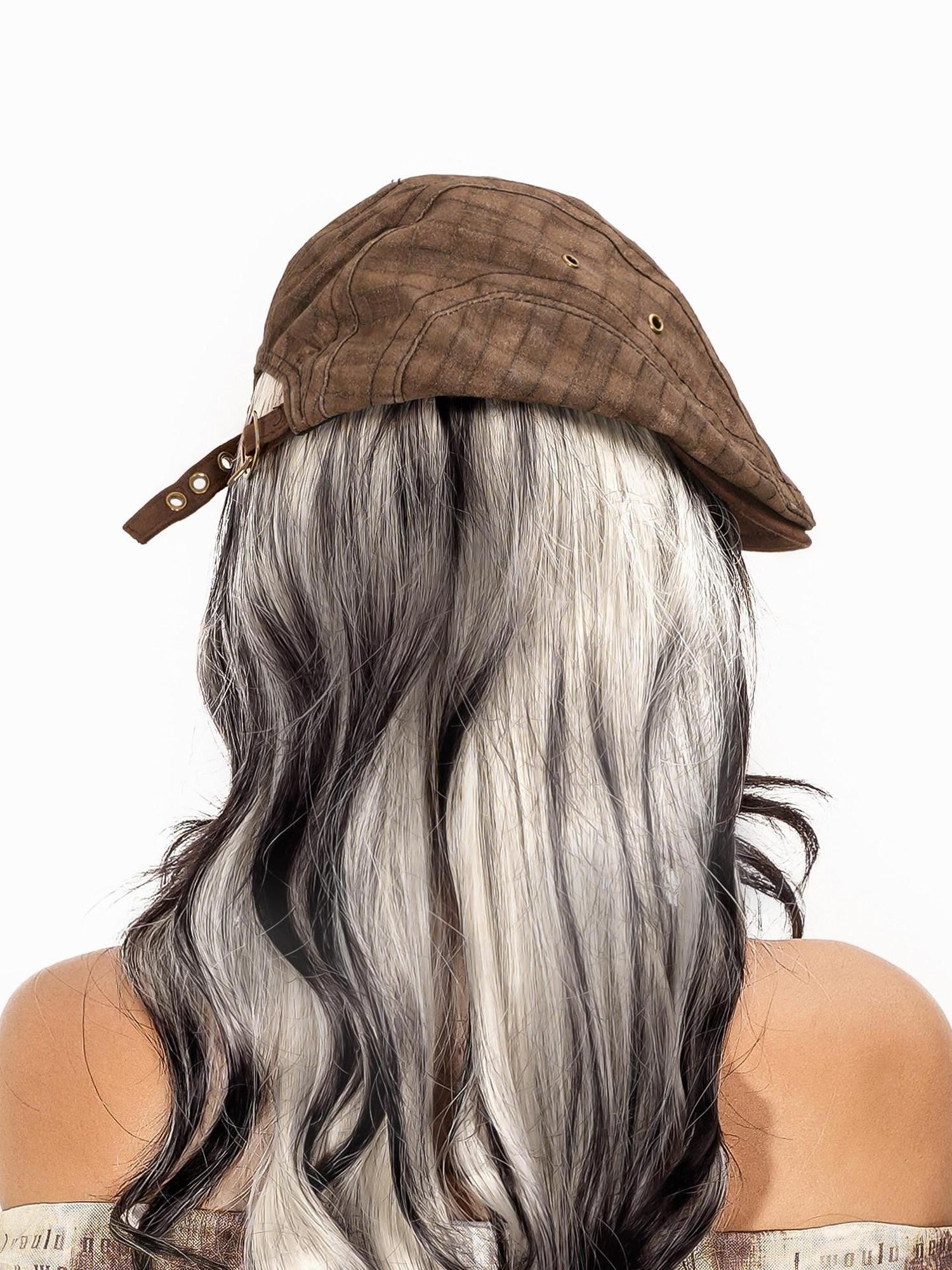 sugartiger Caramel Leopard Accent Vintage Plaid Flat Top Newsboy Street Women's Berets