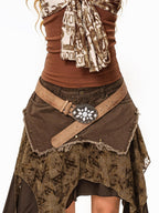 sugartiger Caramel Leopard Antique Copper Floral Carved Patchwork Western Women's Belts