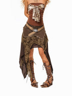 sugartiger Caramel Leopard Antique Copper Floral Carved Patchwork Western Women's Belts