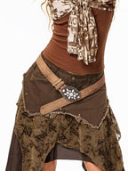 sugartiger Caramel Leopard Antique Copper Floral Carved Patchwork Western Women's Belts