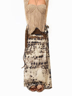 sugartiger Caramel Leopard Asymmetrical Ribbon Waist Cincher Women's Belts