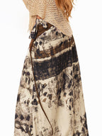sugartiger Caramel Leopard Asymmetrical Ribbon Waist Cincher Women's Belts