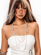 sugartiger Caramel Leopard Baroque Layered Long Vintage Women's Collarbone Necklaces