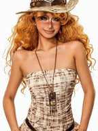 sugartiger Caramel Leopard Beaded Tassel Vintage Tribal Women's Bohemian Brown Pendants
