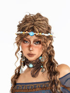 sugartiger Caramel Leopard Bohemian Beaded Handwoven Women's Woven Cord Hair Accessories